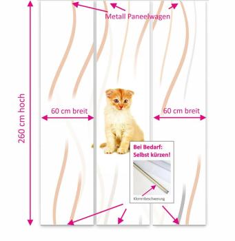 Tiger Katzenbaby Flächenvorhang - 3teiliges Set Flächenvorhang 3er Set, Schiebegardine, Schiebegardinen, blickdicht, Flächenvorhang blickdicht, Schiebevorhang,